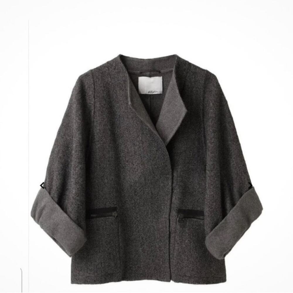 3.1 Phillip Lim Charcoal Cape Jacket Zipper  Designer Asymmetric Poncho Coat